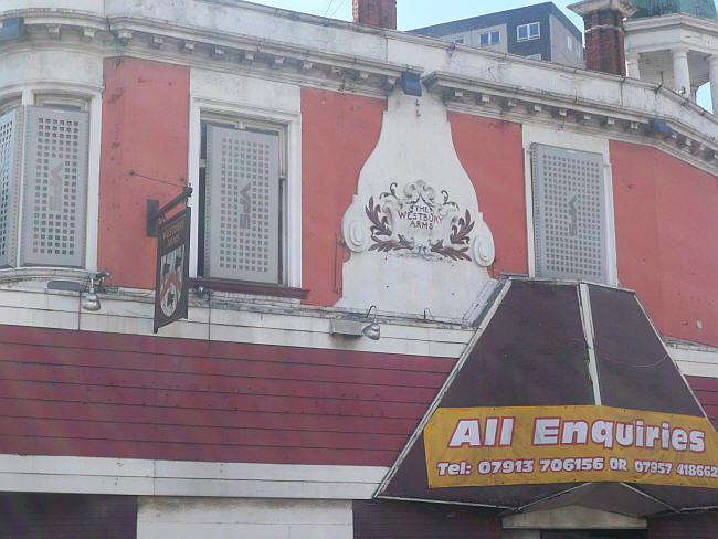 Westbury Arms signage, 144 Ripple Road, Barking - in 2008