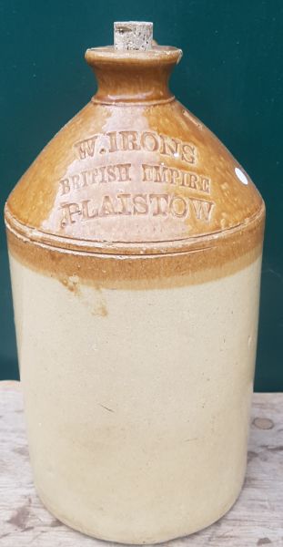 British Empire Bottle, Plaistow to W Irons - pre world war one.