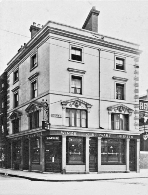 Crown & Shears, 83 & 84 Minories, Aldgate EC3 in 1920 at the corner of Royal Mint Street. The landlord is James Stewart.