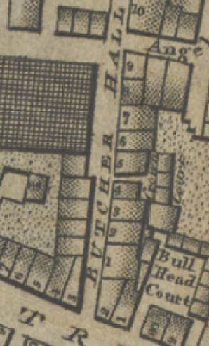Butcher Hall Lane, Newgate Street - in 1799