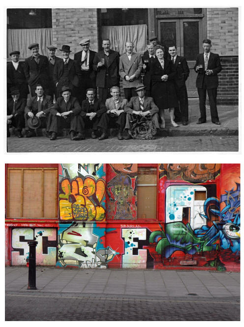 Lord Napier - in 1945 just after bomb damage and modern day art