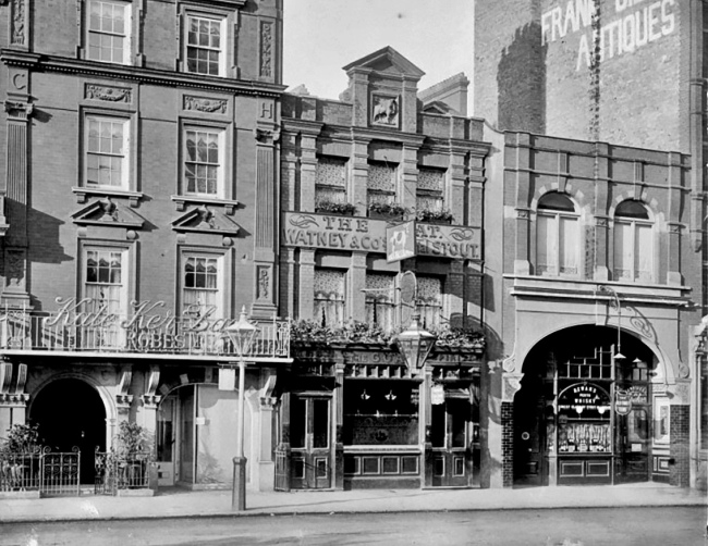 Goat, 3 Kensington High Street - circa 1900 with the Old Three Tuns next door at number 5.