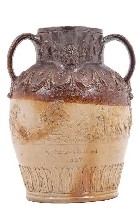 White Lion Vauxhall, this jug (sold in the USA) adds the name W. Vincent, 1817 to the listing