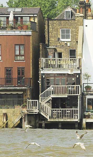 The Bunch of Grapes, Narrow Street - a view from the Thames at the rear - date unknown