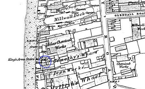 Kings Arms stairs in an 1870 map