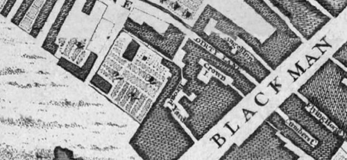 The Angel Inn, Blackman street, just north of Dirty lane - in 1746