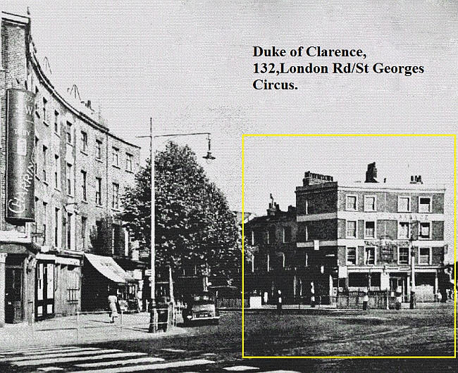 Duke of Clarence, 132 London Road / St Georges Circus, Southwark