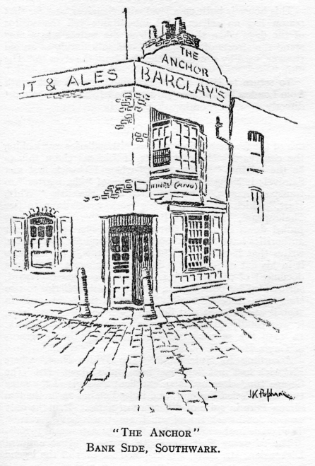 Anchor, Bankside, Southwark caricature - circa 1928