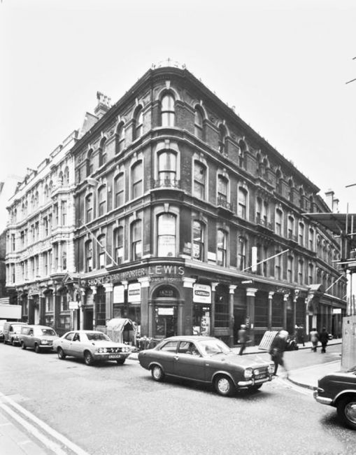 Shorts 42 & 43 Leadenhall Street at the corner of Billiter Street. By this stage part of the building is being used as a car importing business.