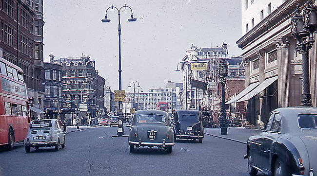 Adam and Eve (left) and Warren Street station, also Maples (on the right), with blinds. - in 1960