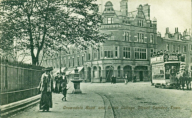 College Arms, Crowndale road at the corner of Great College street, circa1900 with landlord A Freeman