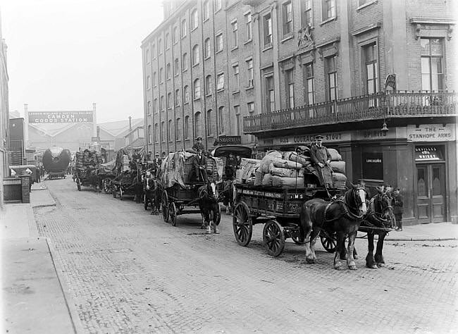 Stanhope Arms, Oval road, Camden is at the corner of James road  - circa 1920