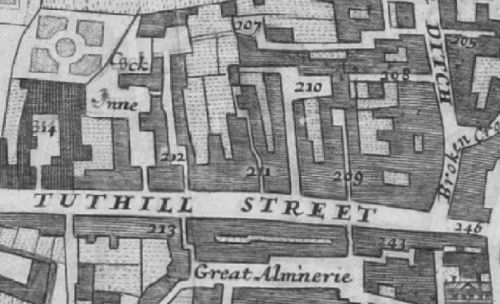 In the Morgans 1682 Map of London in Tothill street are isted the Cock Inn and 210 Swan Inne.