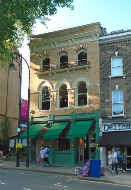 The Cafe Hampstead, Rosslyn Hill at the corner of Pilgrims Place in June, 2018.