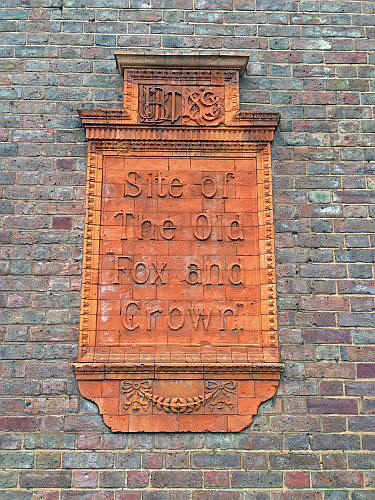 Site of The Old Fox and Crown, a plaque