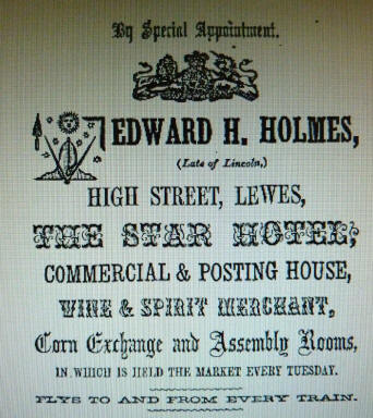 Star Hotel Advertisement  - in 1858
